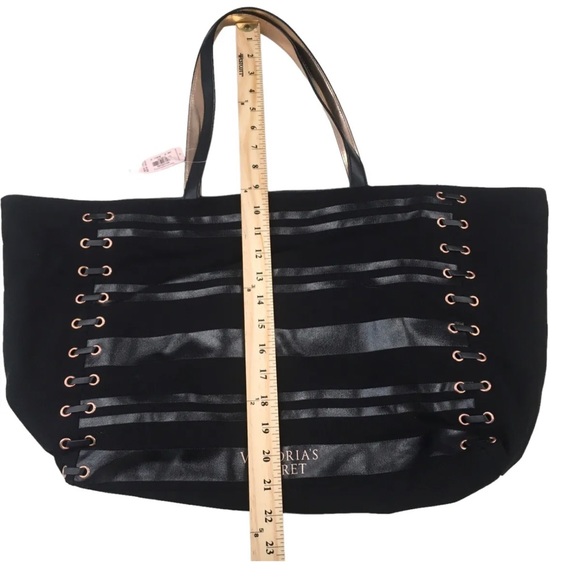 Victorias Secret Lace Up Corset Black & rose Gold Weekender Travel Tote Bag - Picture 6 of 9